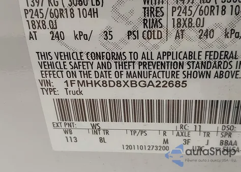 2011 Ford Explorer Xlt from USA, damaged, VIN 1FMHK8D8XBGA22685